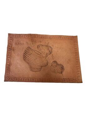 Vintage Leather Embossed Postcard Chicks Basket Good Night Theme 1900s Postmark